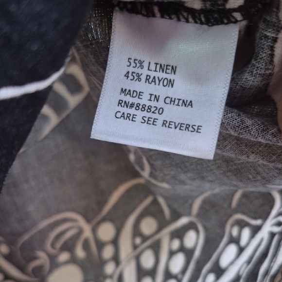 Christian Siriano Black White Boxy  Button Down Top 2x Linen Blend 3/4 Sleeve - Picture 7 of 13